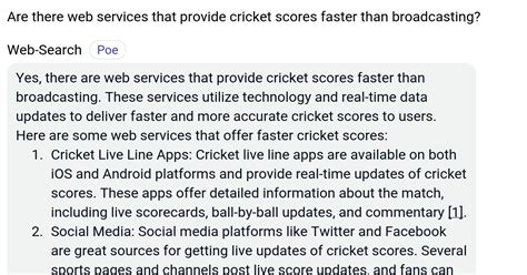 Is there any web service to get cricket score faster than broadcasting.